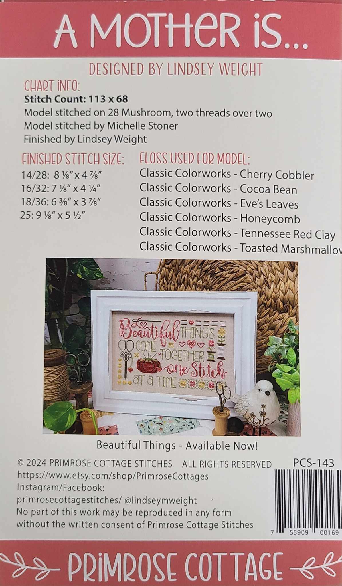 A Mother Is... Cross Stitch Pattern by Primrose Cottage