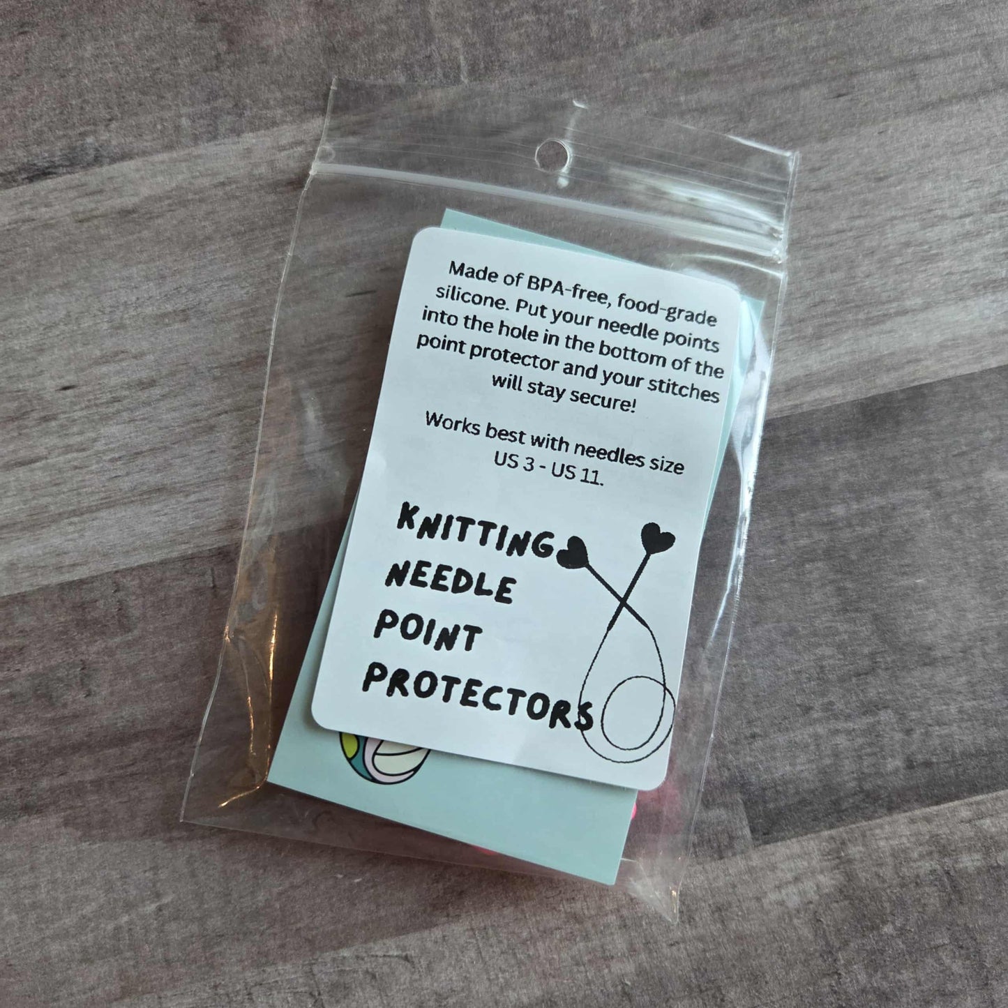 Knitting Needle Point Protectors - Pink Christmas Tree Retro