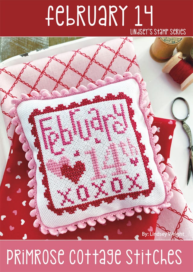 February 14 Cross Stitch Pattern Primrose Cottage Stitches