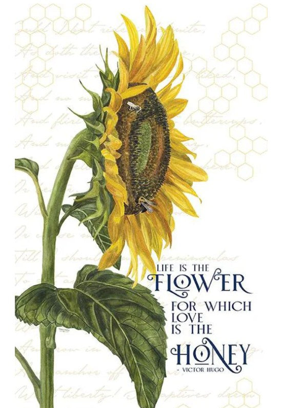 Honey Bees and Flowers Please Life Is the Flower Panel by Riley Blake Designs - Victor Hugo Quote - Quilting Cotton Fabric