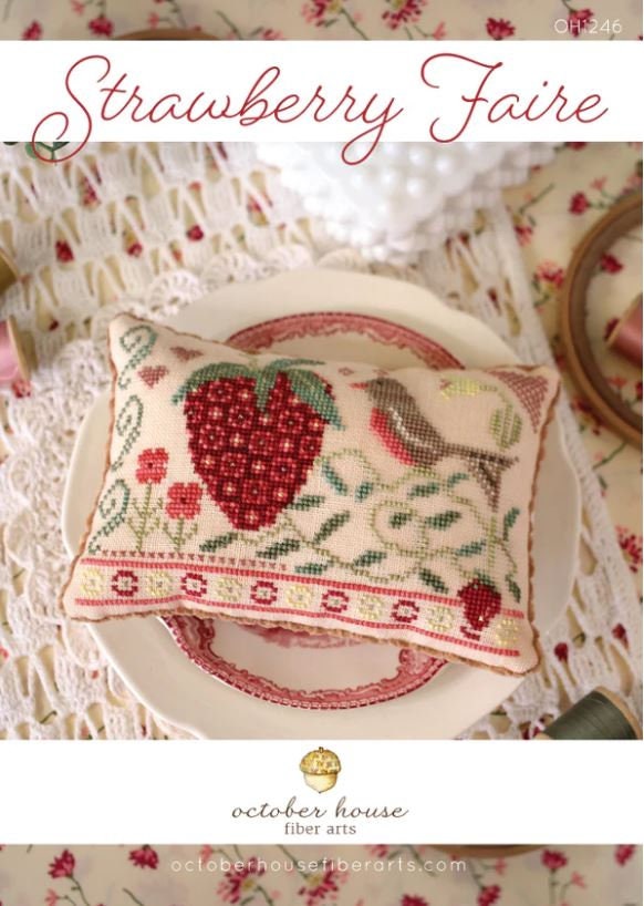 Strawberry Faire October House Fiber Arts Cross Stitch Pattern