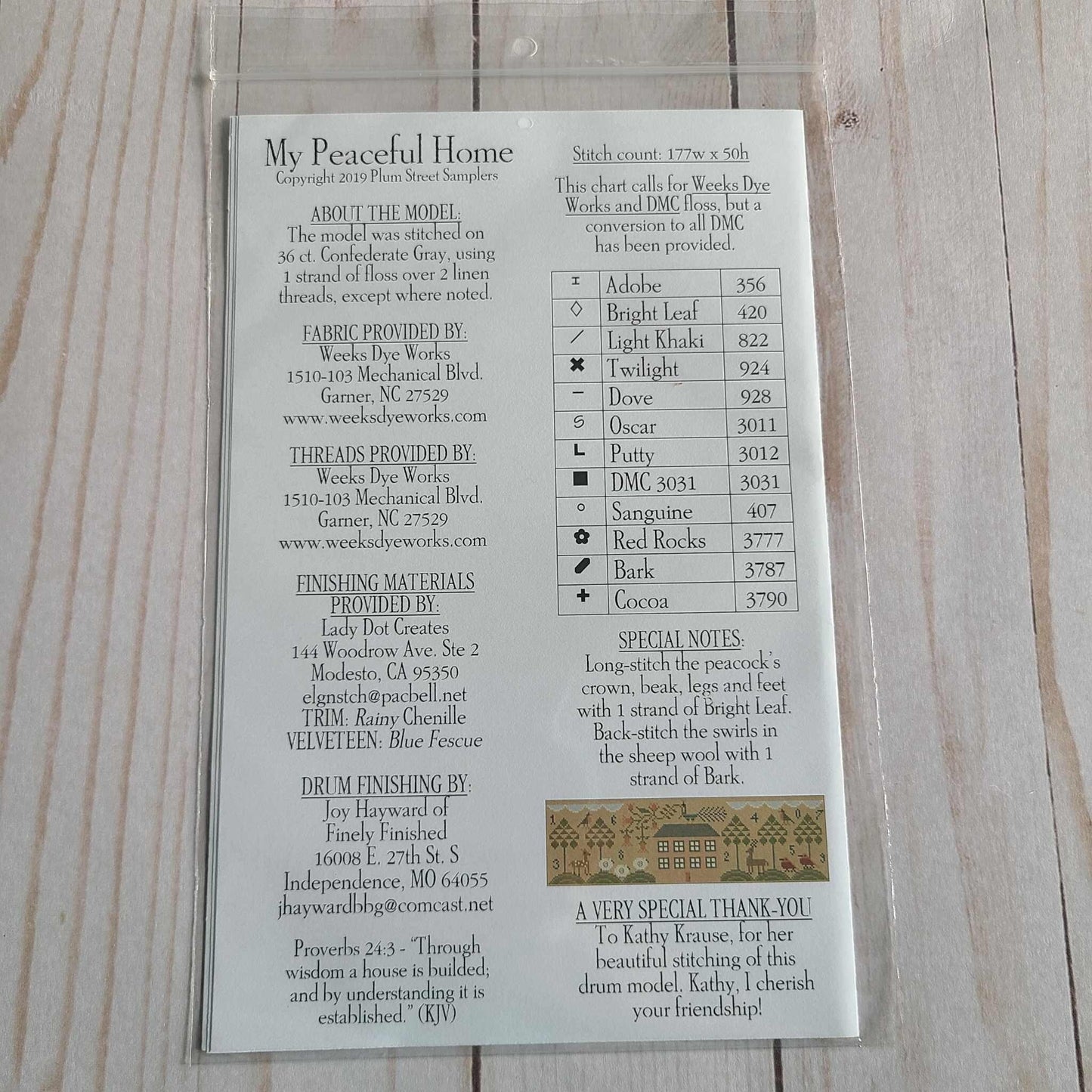 My Peaceful Home Cross stitch chart from Plum Street Samplers