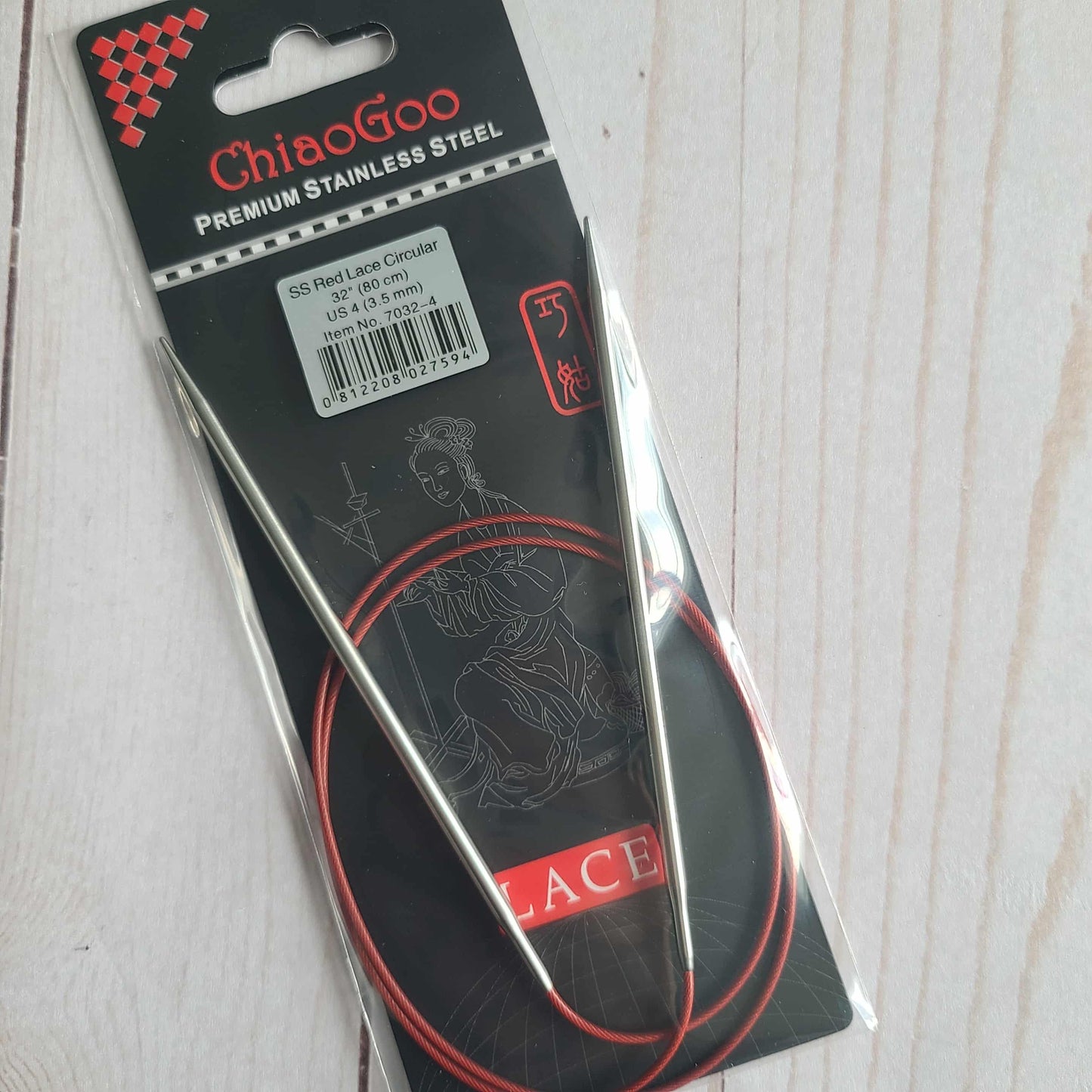 ChiaoGoo Red Lace Stainless Circular Knitting Needles 40" Size 4/3.5mm