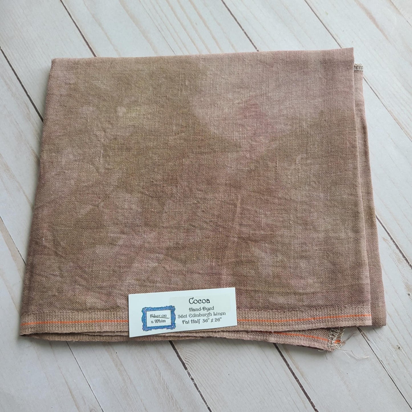 Fiber on a Whim Hand Dyed 36 count Cocoa Linen fabric fat quarter 18 x 25