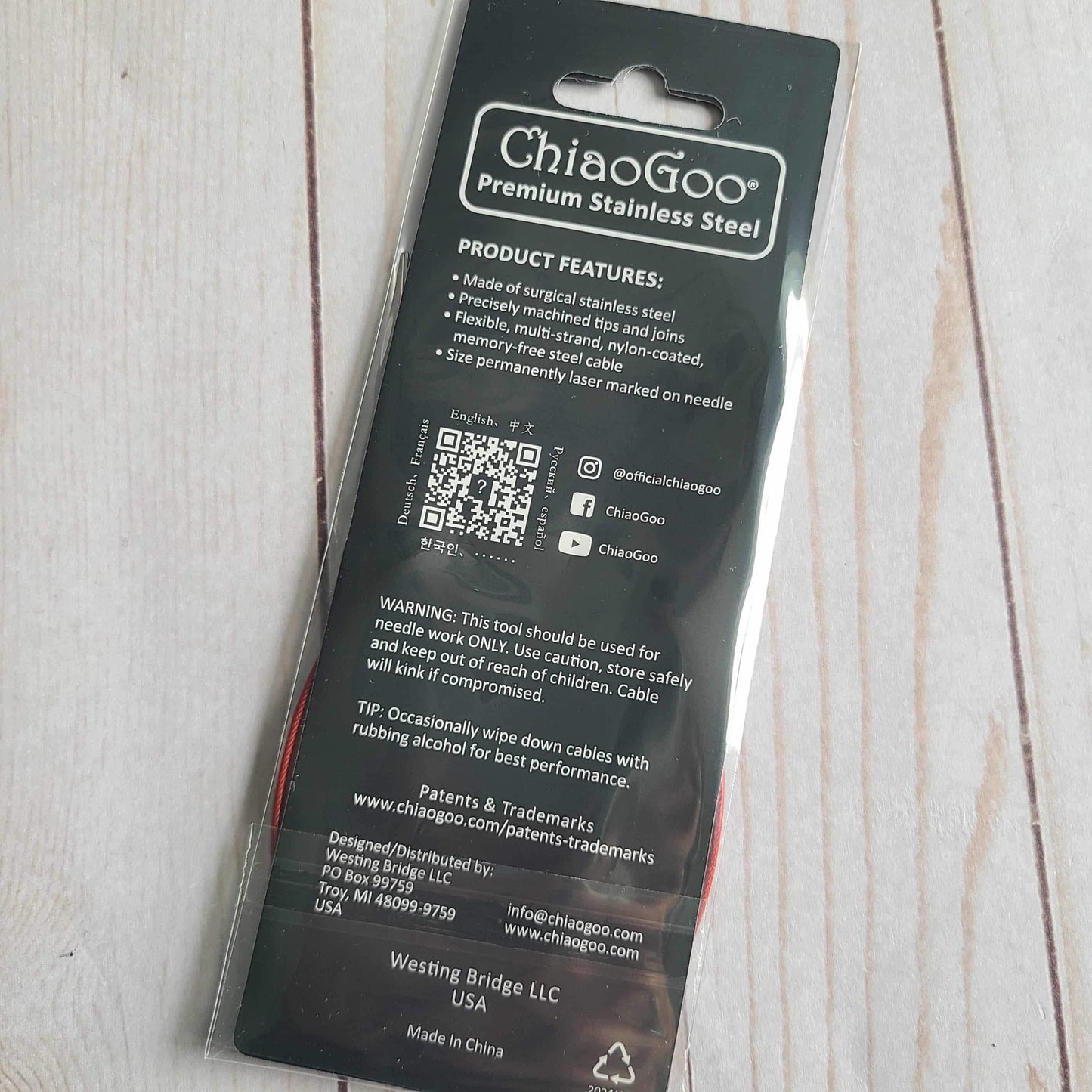 ChiaoGoo Red Lace Stainless Circular Knitting Needles 40" Size 4/3.5mm
