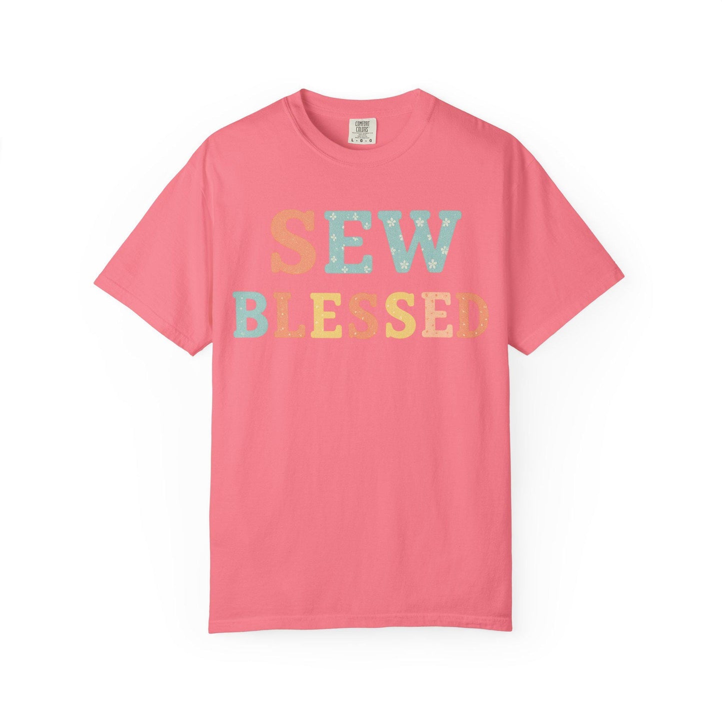 Sew Blessed T-shirt | Pastel Patchwork Typography