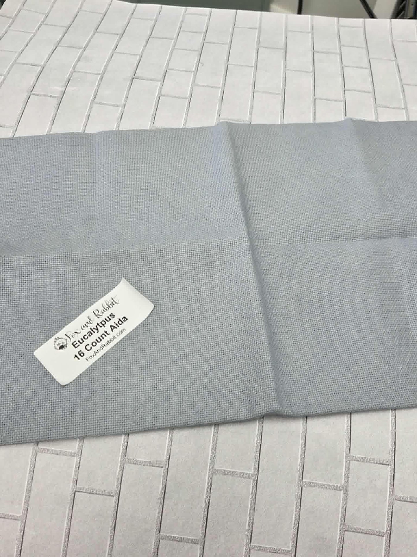 Fox and Rabbit Hand Dyed Aida Eucalyptus 16 count Fat Quarter