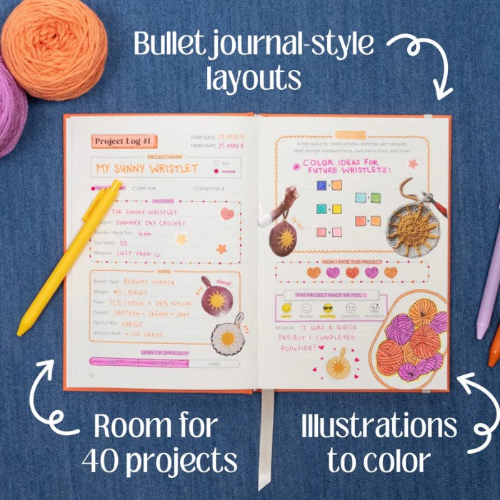 I made that tangerine Project Log for Knitters + Crocheters