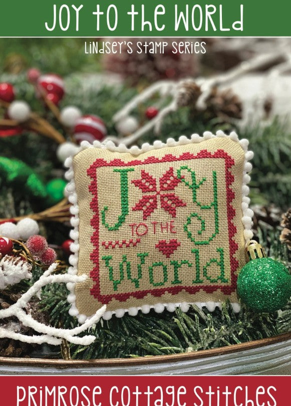 Joy to the World - Pillow Cross Stitch Pattern Primrose Cottage Stitches