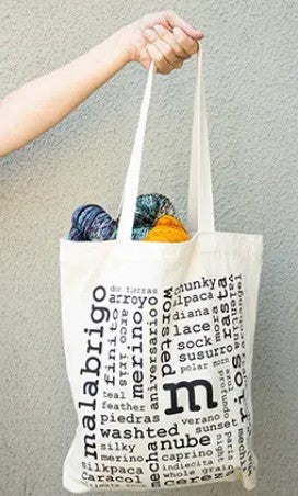 White Mixed Word tote Malabrigo Yarn tote Yarn bag