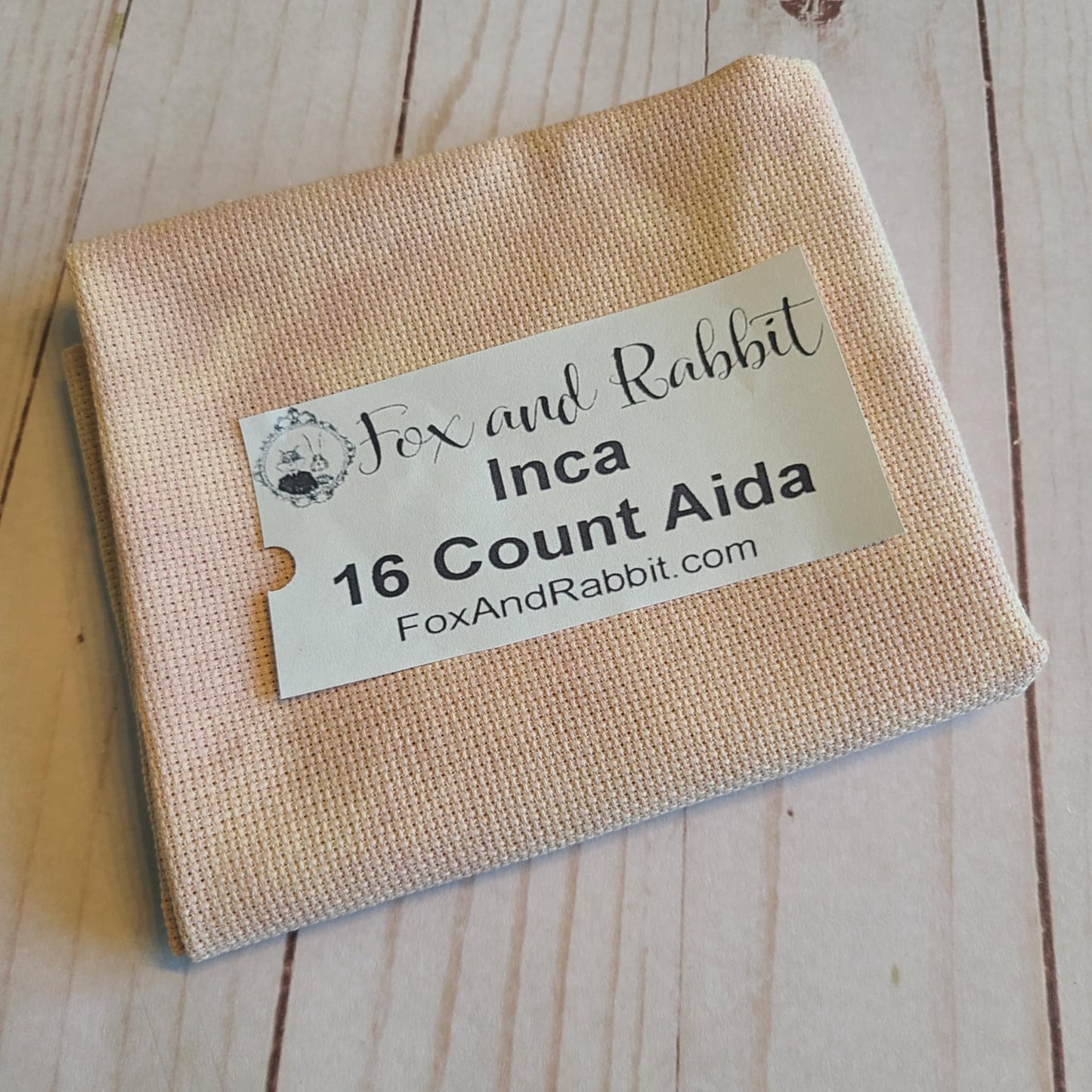 16 count Inca aida FQ Fox and Rabbit Hand Dyed