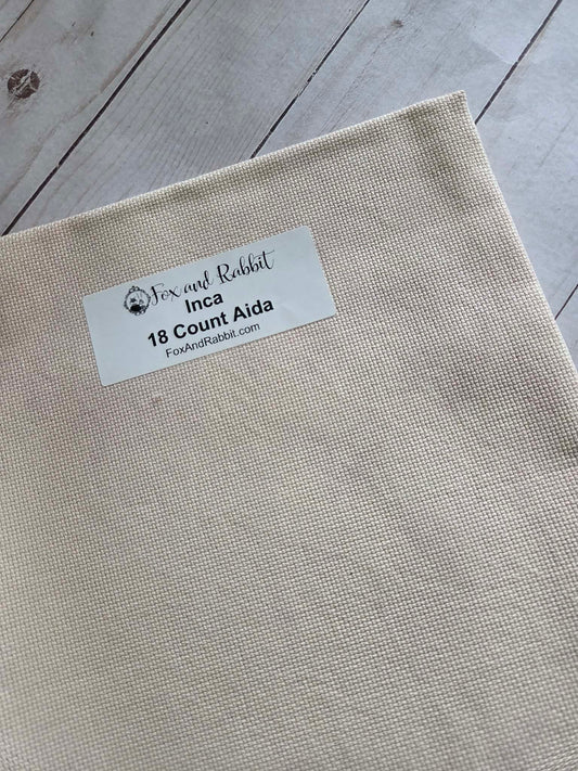 18 count Inca aida FQ Fox and Rabbit Hand Dyed