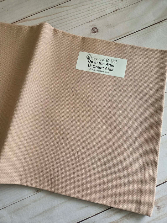 Up in the Attic 18 Count Aida FQ Fox and Rabbit Hand Dyed Aida