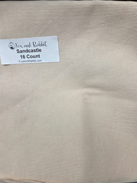Fox and Rabbit Hand Dyed Aida Sandcastle 16 count Fat Quarter