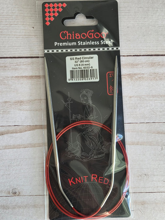 ChiaoGoo Red Lace Stainless Circular Knitting Needles 32" Size 10/6mm
