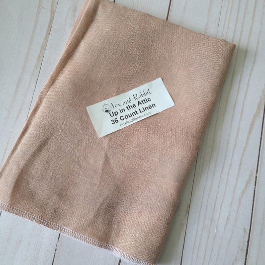Up in the Attic 36 Count Linen FQ Fox and Rabbit Designs