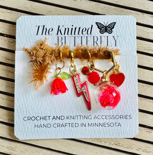 80's Vibe - Red The Knitted Butterfly
