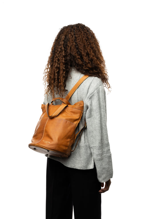 Project 24 burned tan redesigned project Knitting bag backpack