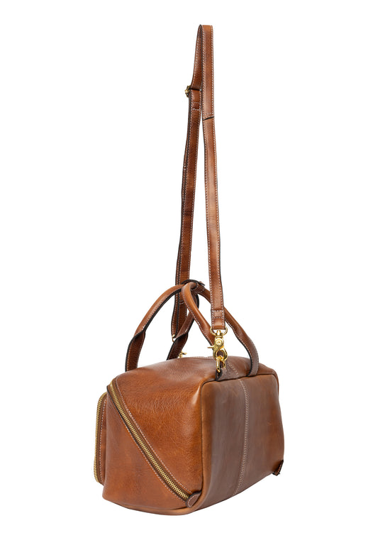 Project 39 walnut/gold redesigned bag Knitting bag