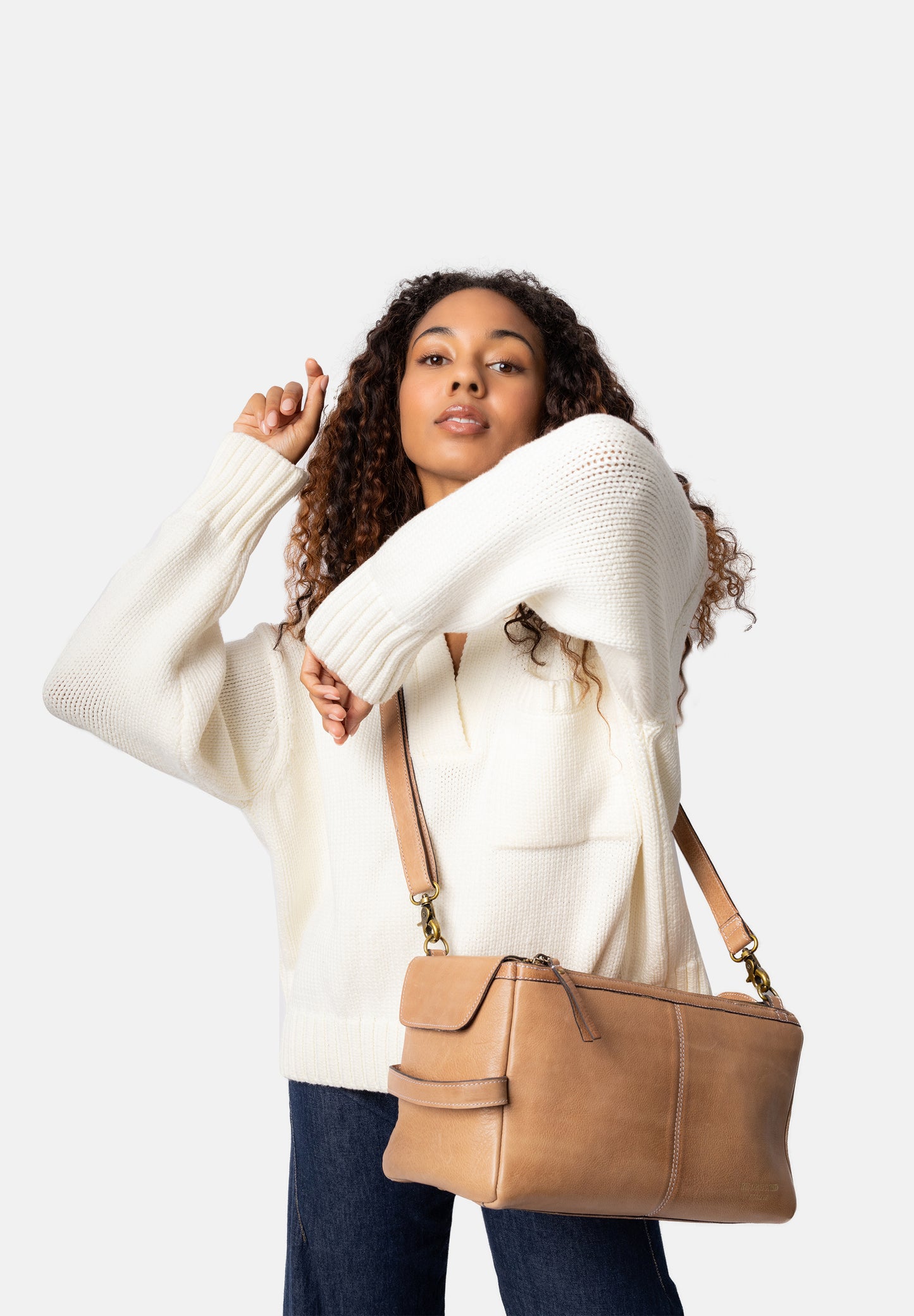 Project 44 taupe redesigned bag Knitting bag