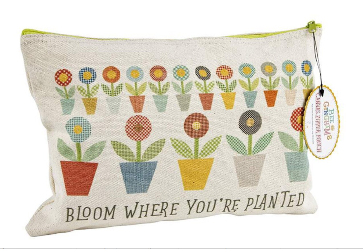 Lori Holt Gingham Garden Large Canvas Zipper Pouch