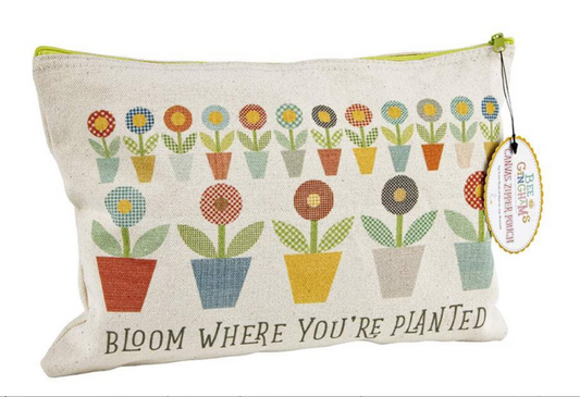 Lori Holt Gingham Garden Large Canvas Zipper Pouch