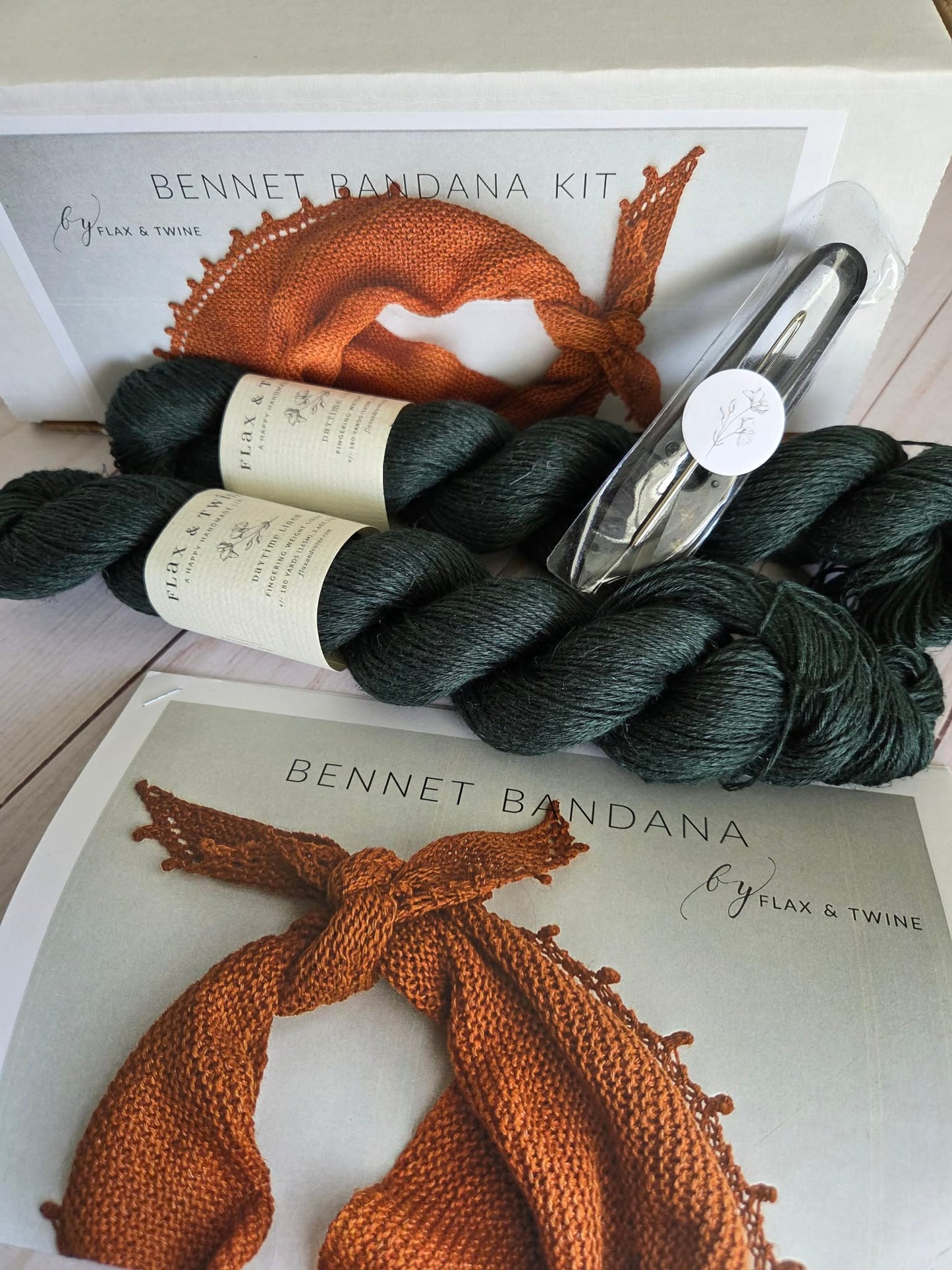 Flax & Twine Bennet Bandana Kit Knitting- spruce color