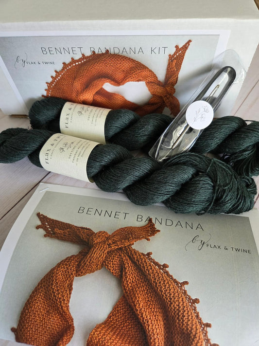 Flax & Twine Bennet Bandana Kit Knitting- spruce color