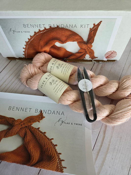 Flax & Twine Bennet Bandana Kit Knitting- blush color