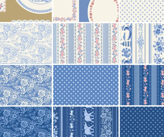 Tilda Something Blue Blenders Fat Quarter Bundle Tilda Fabrics 12 Fabrics 21x19