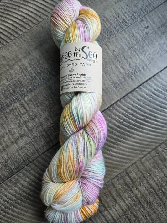 Butterfly Garden Fingering sock yarn by Three By the Sea Designs 463yards