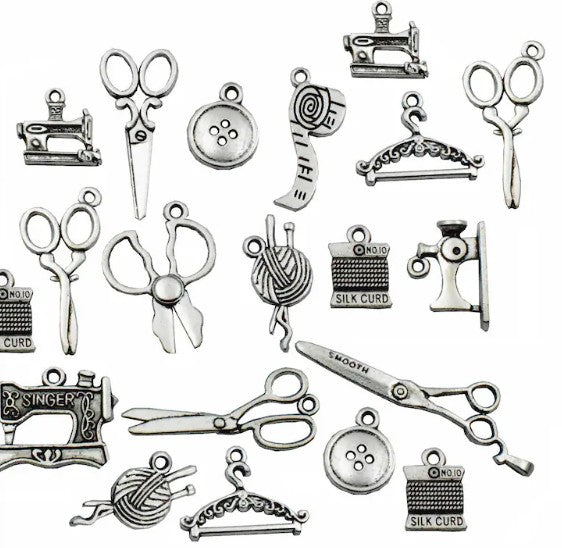 Antique Silver Sewing Crafts Charms Collection