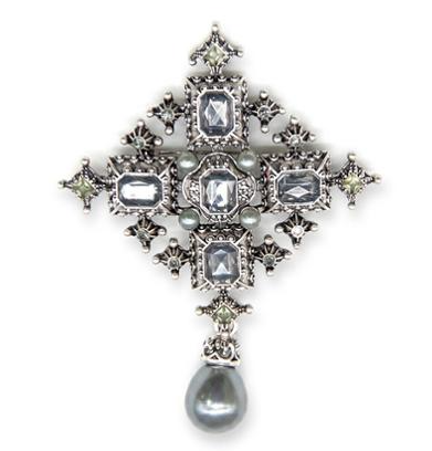 Brooch Celtic Cross Pearl Drop