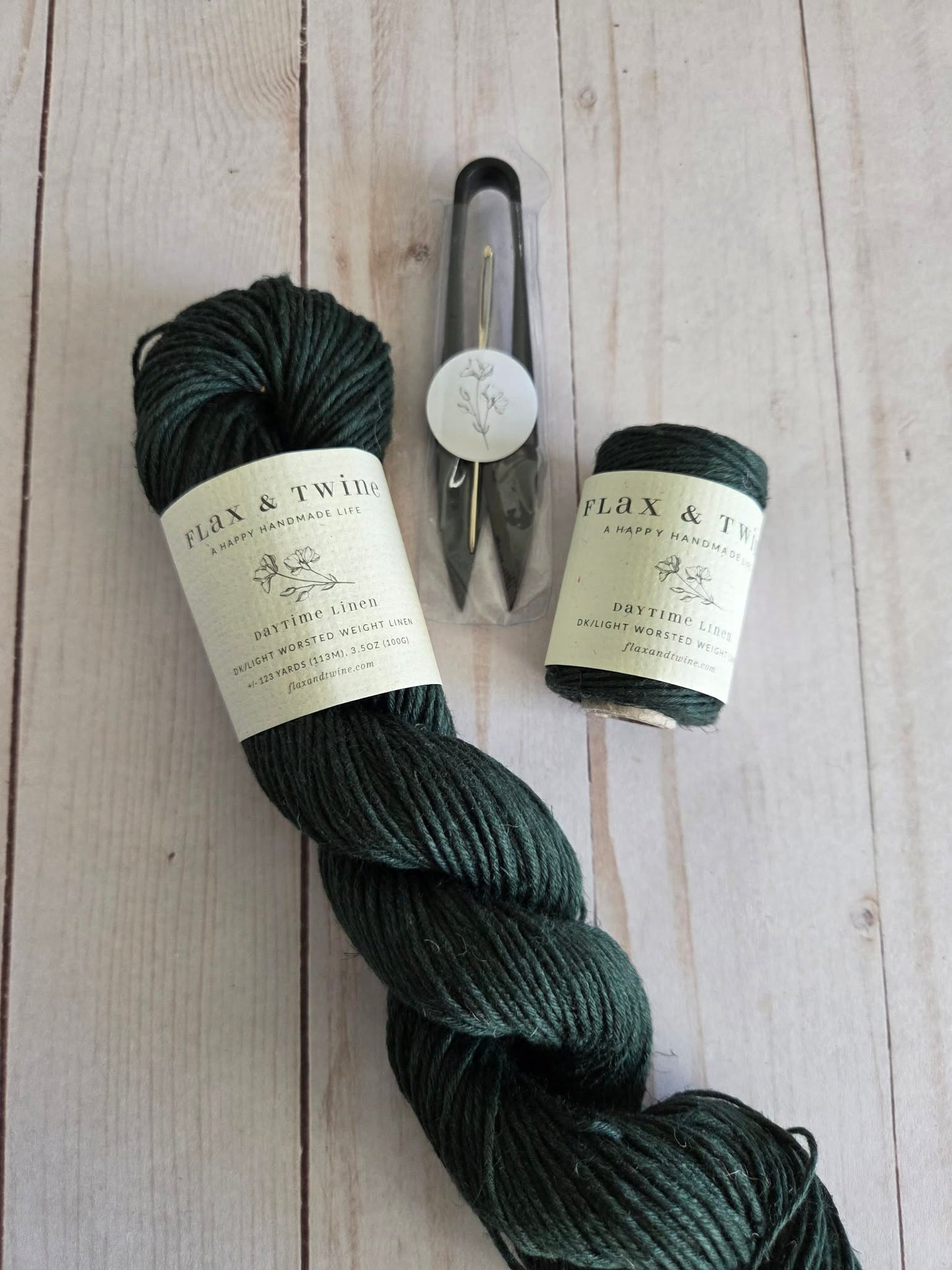 Flax & Twine Trellis Stitch Drawstring Bag Kit - Spruce