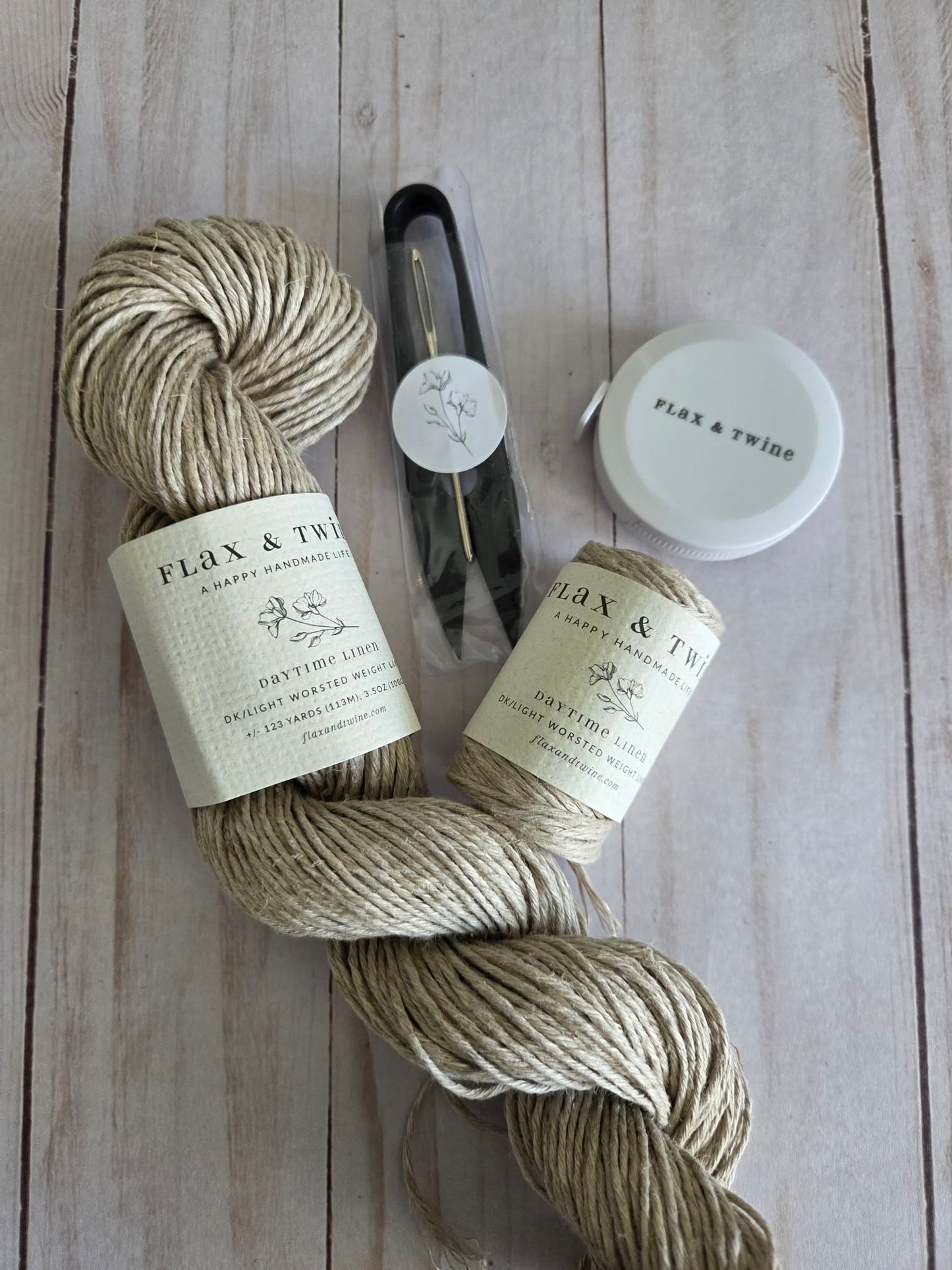 Flax & Twine Trellis Stitch Drawstring Bag Kit - Stone