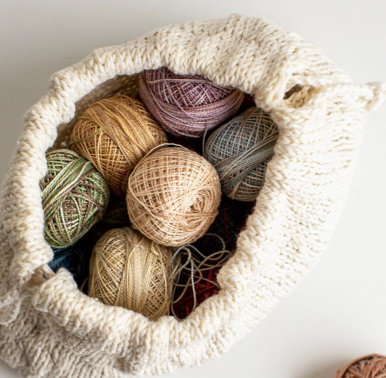 Flax & Twine Trellis Stitch Drawstring Bag Kit - Fawn