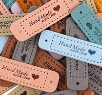 Faux Hand made with Love Leather Tags