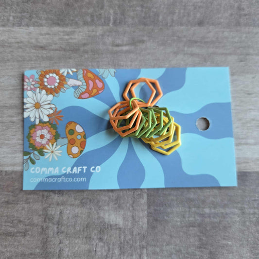 Hexagon Knitting Stitch Markers Set mulit color