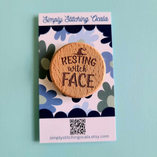 Needle Minder Resting Witch Face Cross Stitch