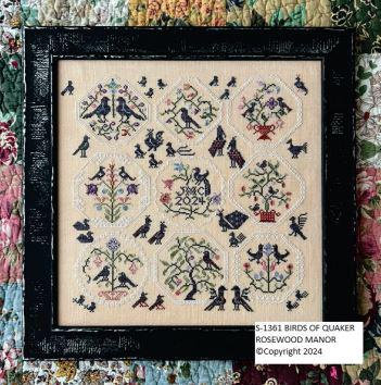 Birds of Quaker Rosewood Manor Cross Stitch Pattern
