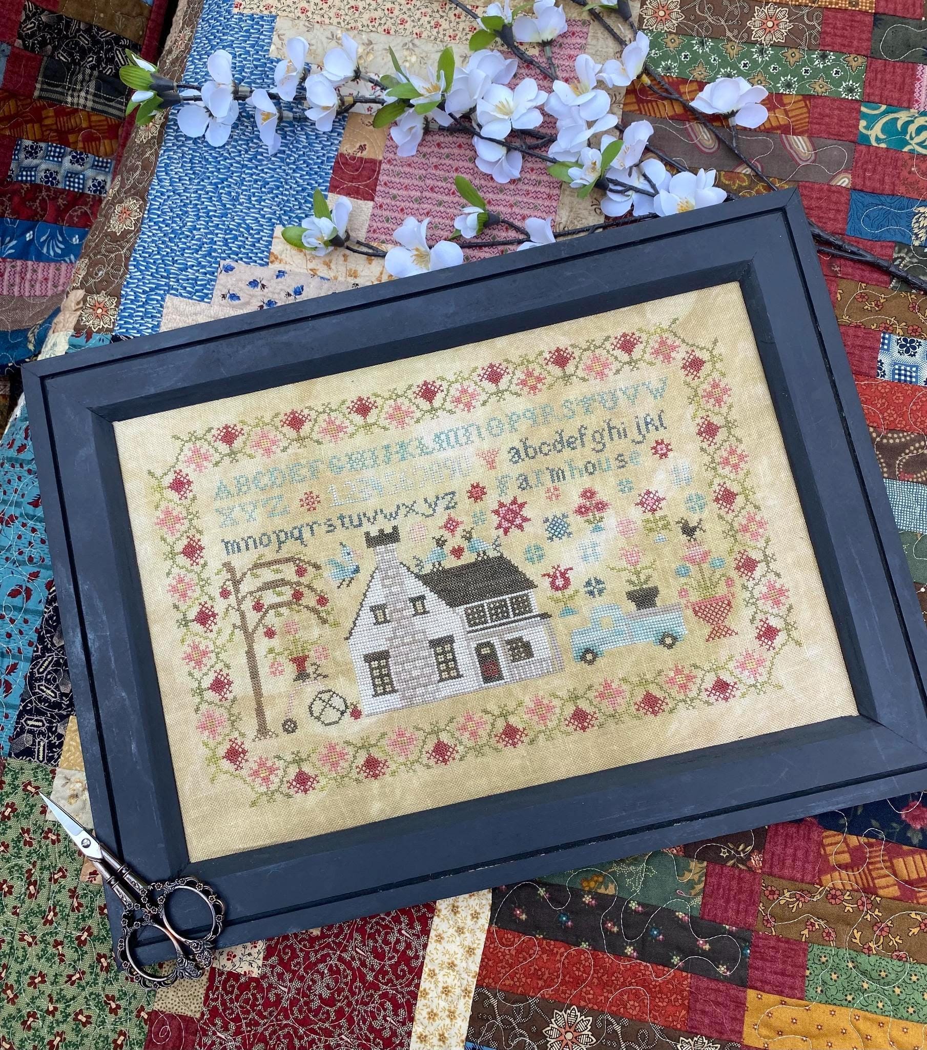 Vintage Farmhouse Sampler Pansy Patch Quilts and Stitchery