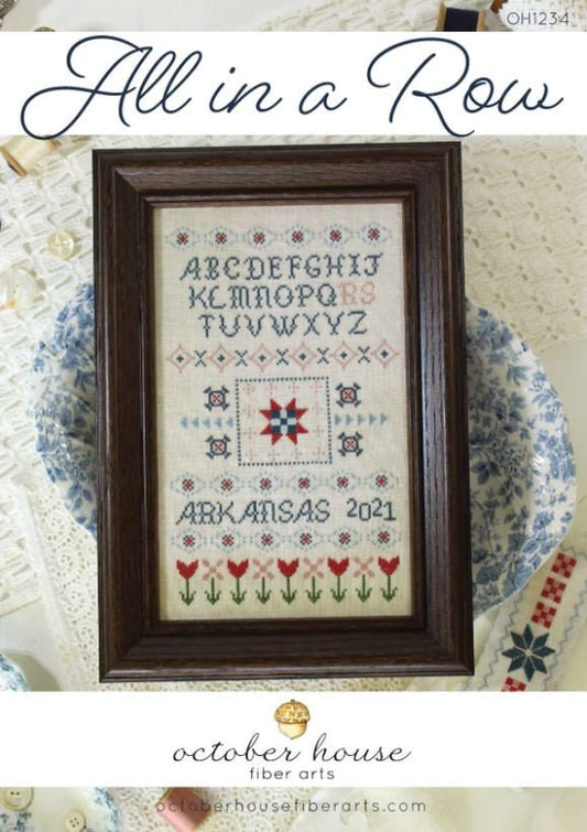 All in a Row October House Fiber Arts Cross Stitch Pattern