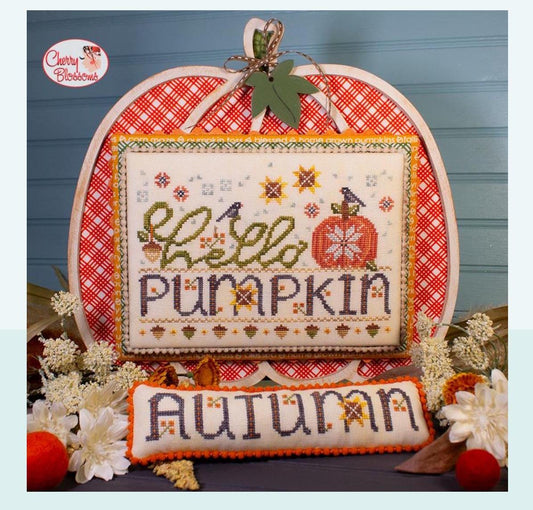 Hello Pumpkin cross stitch chart from Cherry Blossoms with Bonus Chart