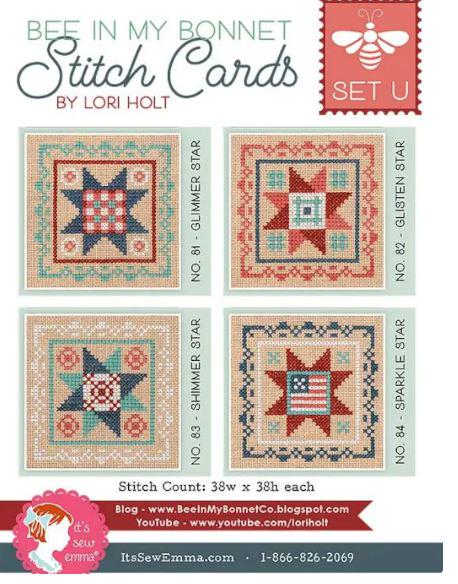 Lori Holt of Bee in My Bonnet STITCH CARDS SET U - Cross Stitch Pattern - Lori Holt