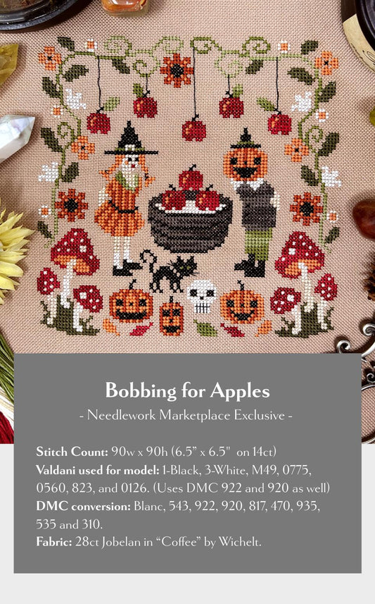 Bobbing For Apples Tiny Modernist Cross Stitch Pattern