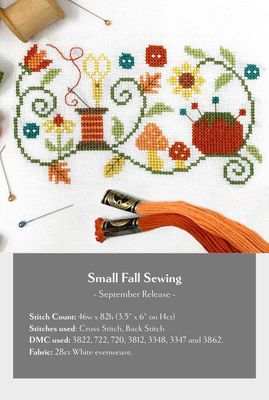 Small Fall Sewing Tiny Modernist Cross Stitch Pattern