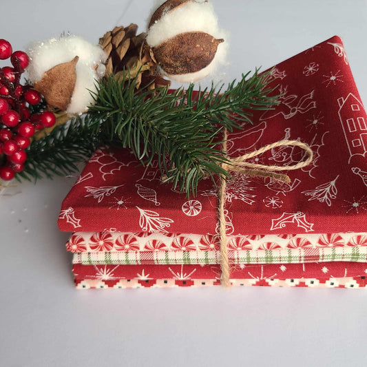 Christmas Is In Town by Sandy Gervais Half Yard Bundle by Riley Blake Red Colorway