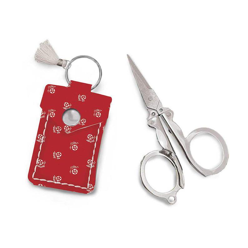 Lori Holt Leather Scissor Pouch Prairie with embroidery scissors