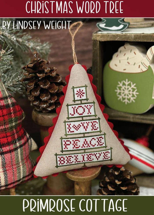 Christmas Word Tree - Primrose Cottage - Cross Stitch Chart - Pattern Only