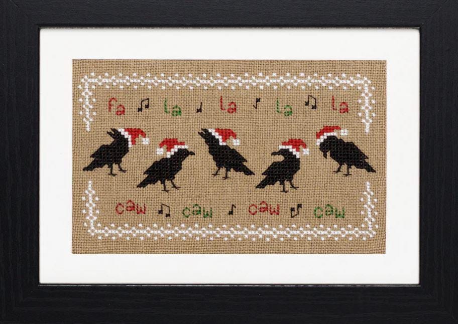 Fa La La Caw Caw by Lola Crow Cross Stitch Pattern